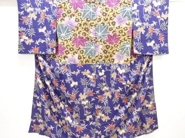 JAPANESE KIMONO / ANTIQUE CHIRIN / PAULOWNIA / LONG-TAILED BIRD PATTER
